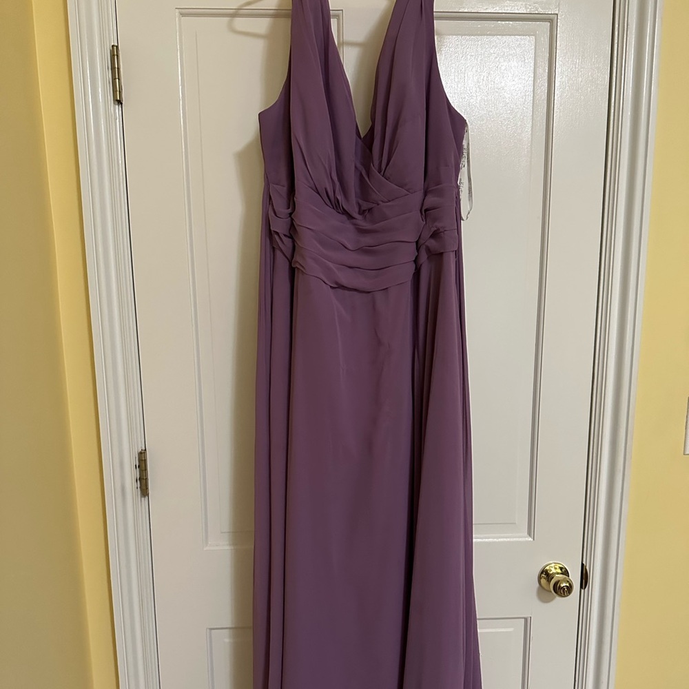David's Bridal Purple Halter Maxi Dress for Weddings